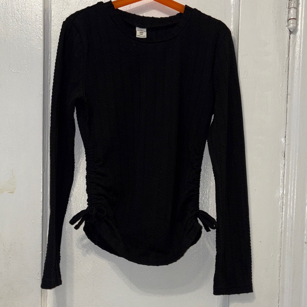 SHEIN Black Ruched Long Sleeve Top